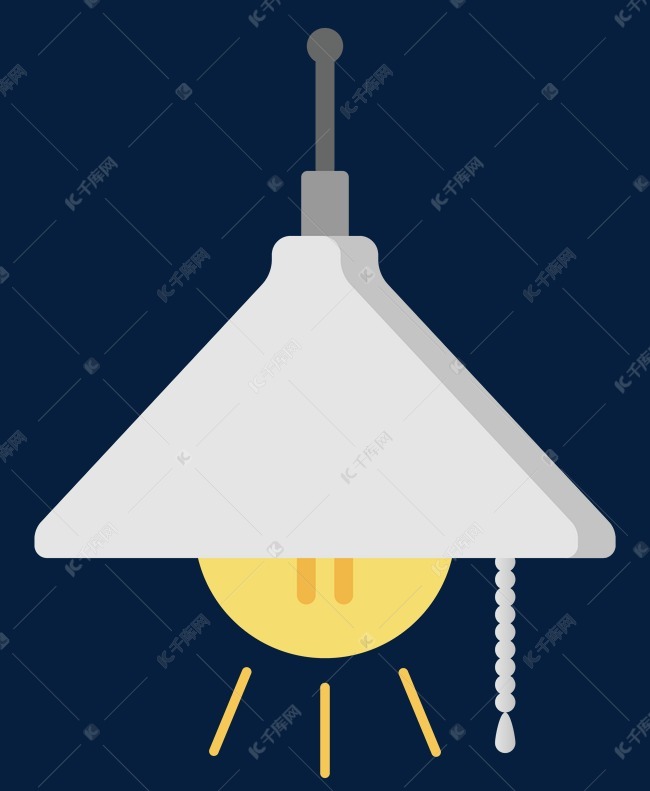 白色的卡通吊灯插画