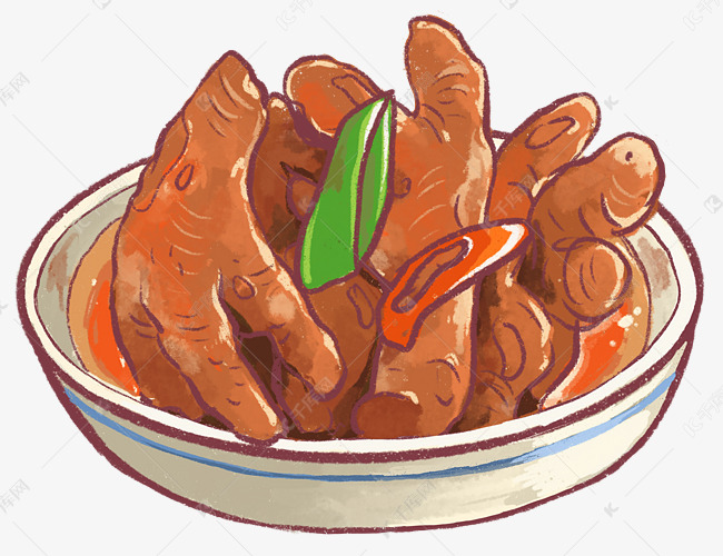 一盘美味卤鸡爪插画