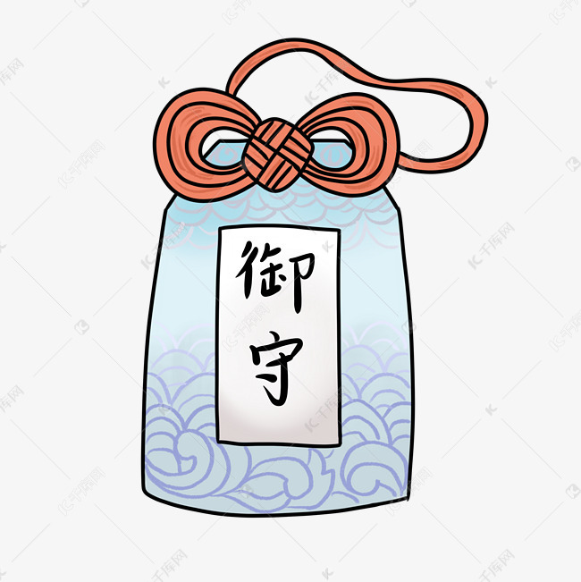 蓝色御守图案插图素材图片免费下载-千库网