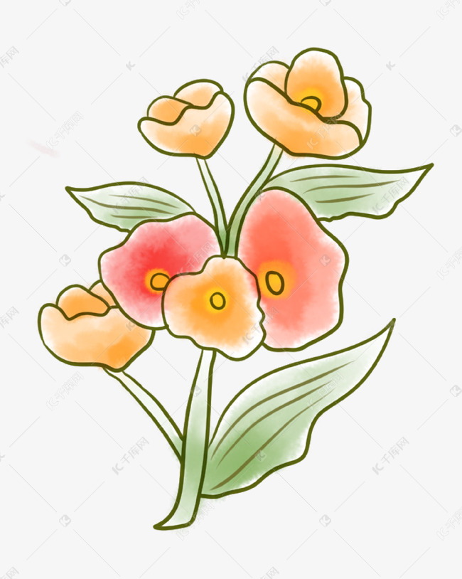 鲜花花束花开插画