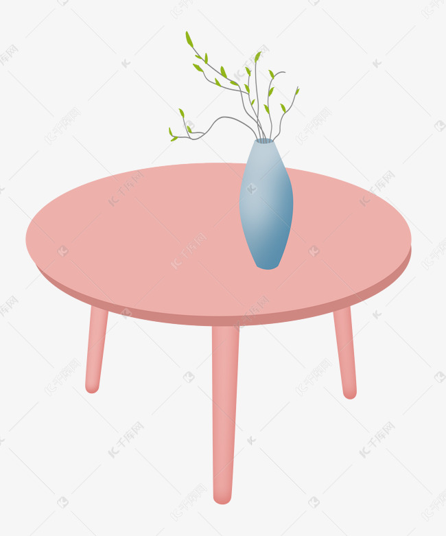 粉色茶几家具插画