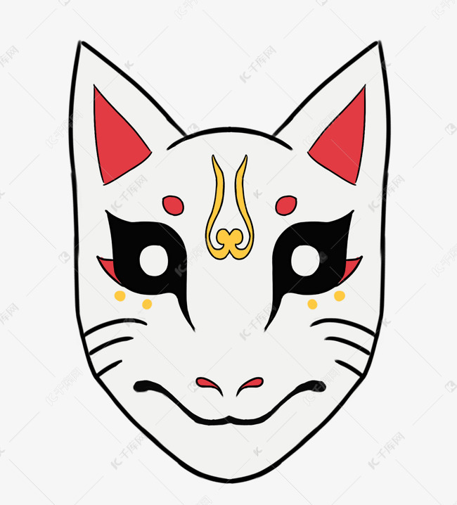 可爱的白狐面具插图