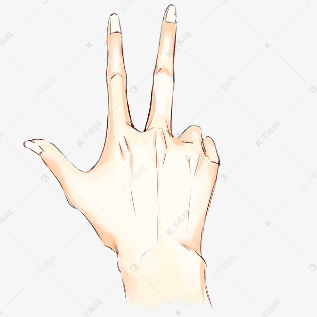 数字3手势装饰插画