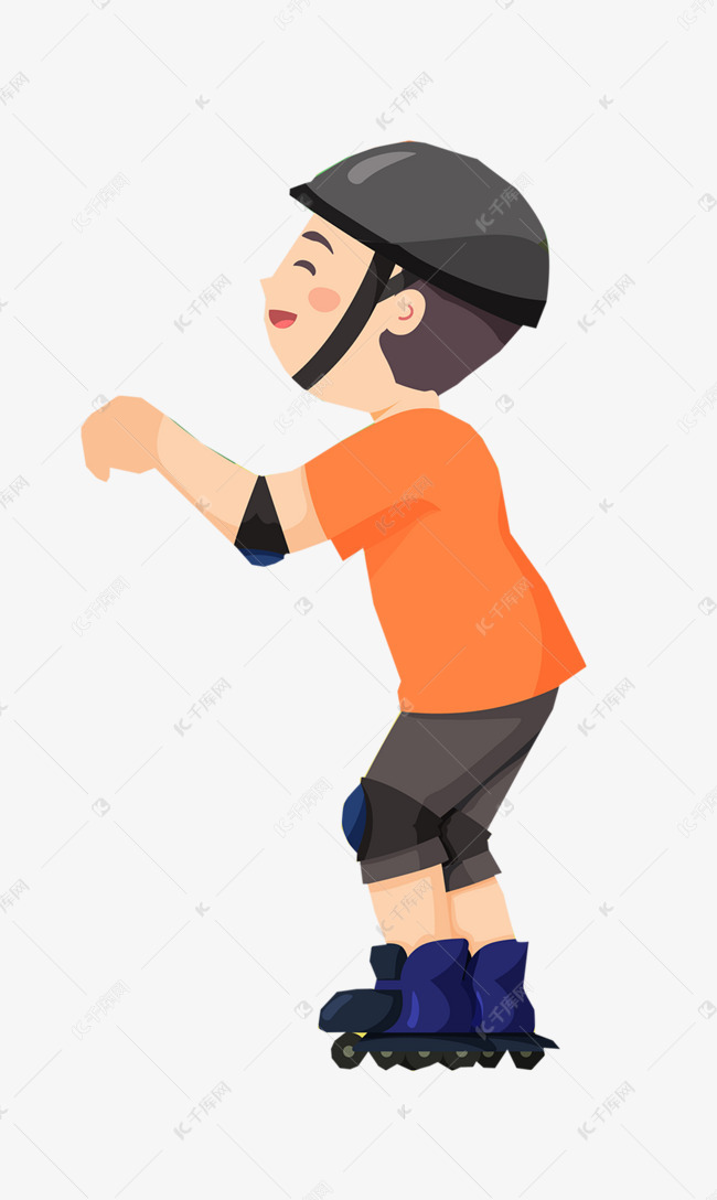 小男孩玩滑轮