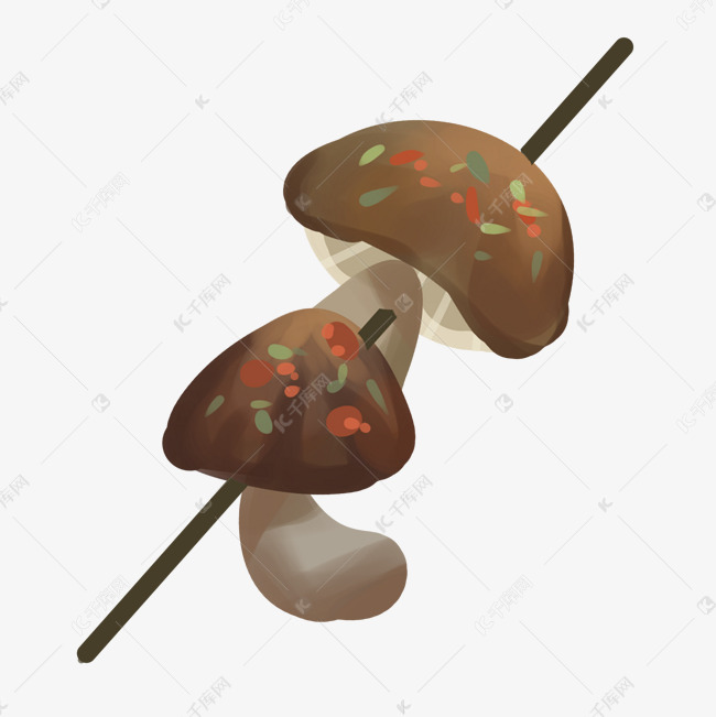 蘑菇烤串卡通插画