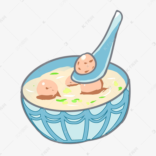 一碗美味肉丸汤插画