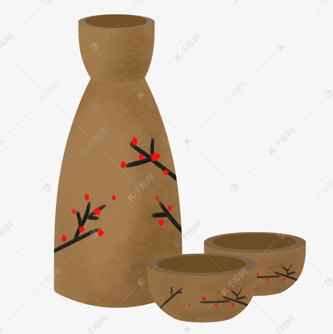 酒文化小酒壶插画