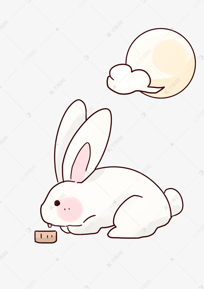 白色中秋玉兔造型手绘