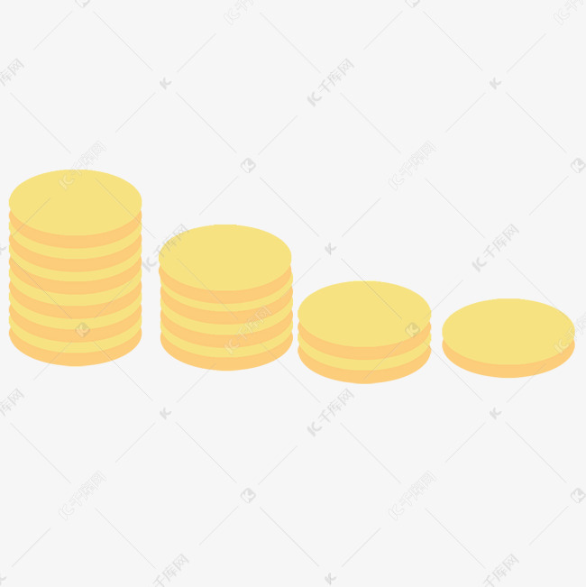 一堆黄金金币卡通