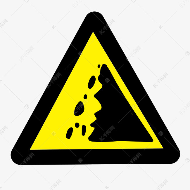 小心落石警示牌