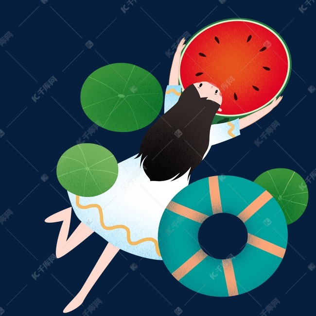 抱着西瓜的立夏女孩