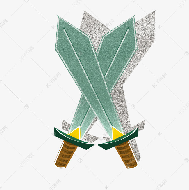 绿色双刀武器插画素材图片免费下载-千库网