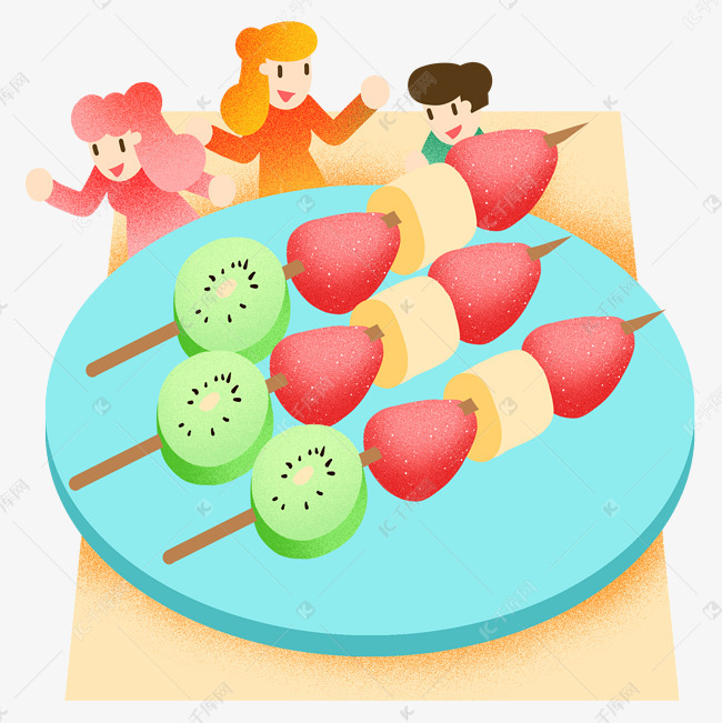 夏季水果串烧插画