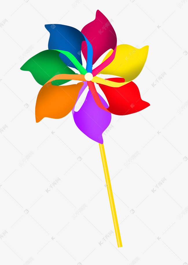 可爱的彩色风车插画