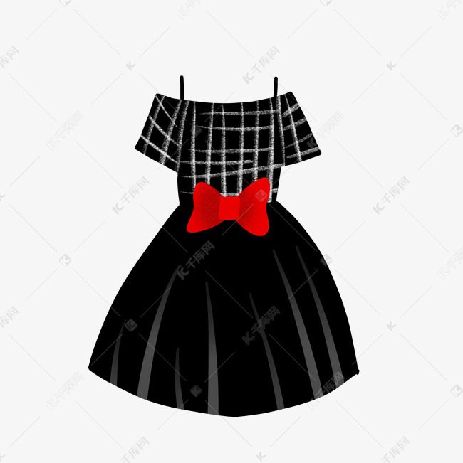 可爱的黑色裙子插画