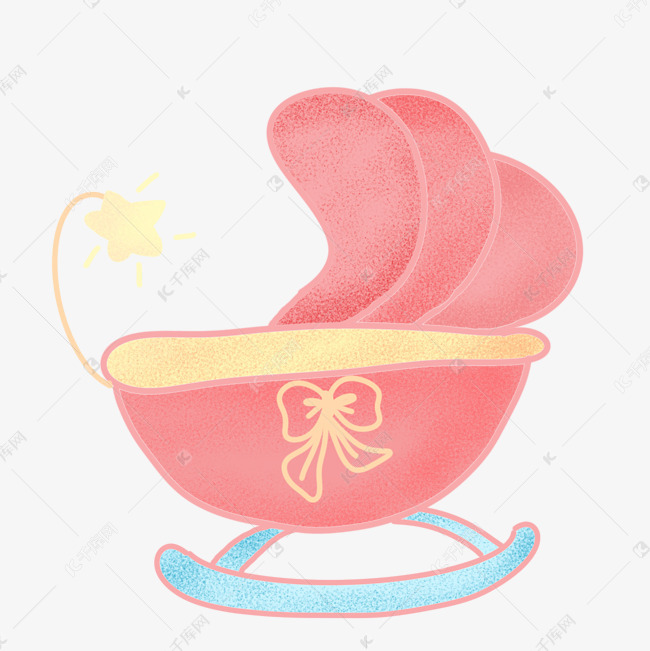 红色婴儿摇篮插画