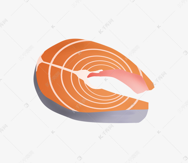 卡通鱼肉食材插画
