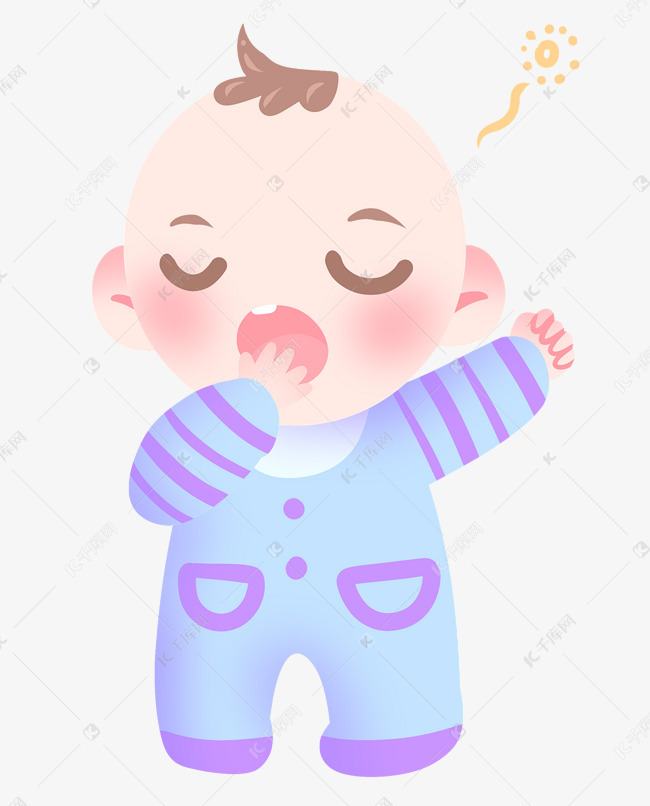 打哈欠的婴儿插画素材图片免费下载-千库网