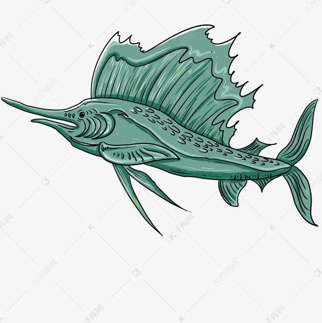 剑鱼动物卡通插画