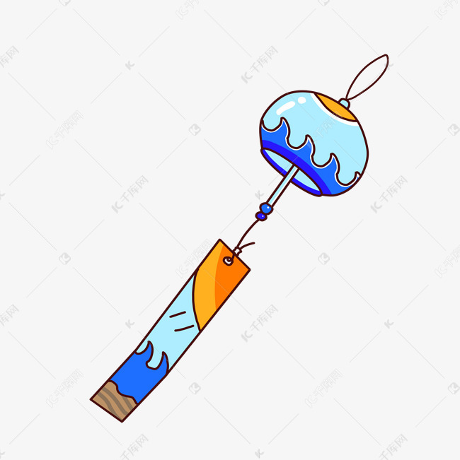 蓝色圆形风铃插图