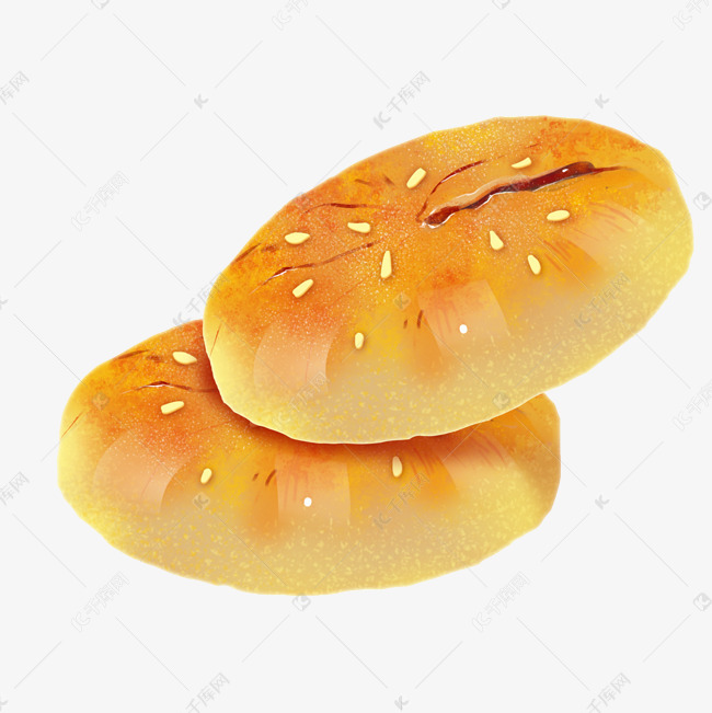 芝麻圆饼装饰插画素材图片免费下载-千库网