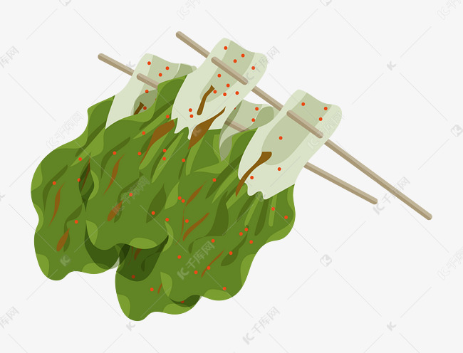 烧烤烤青菜插画
