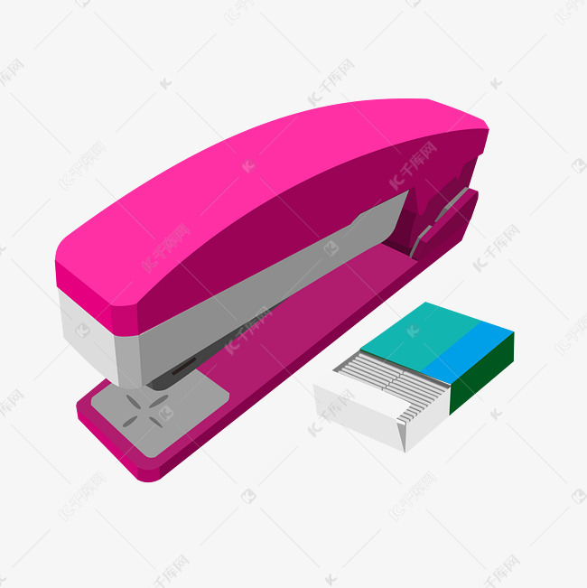 红色订书钉卡通插画