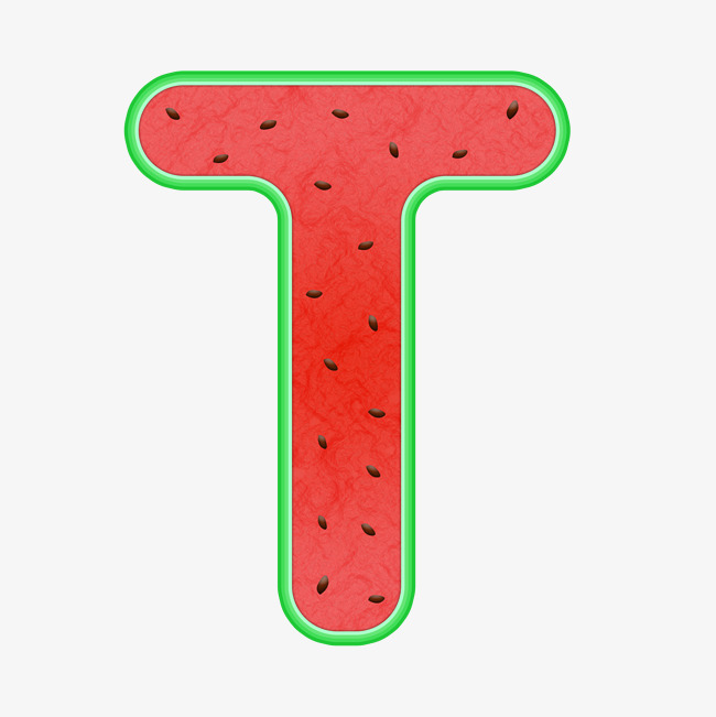 创意西瓜字母t_艺术字设计_千库网