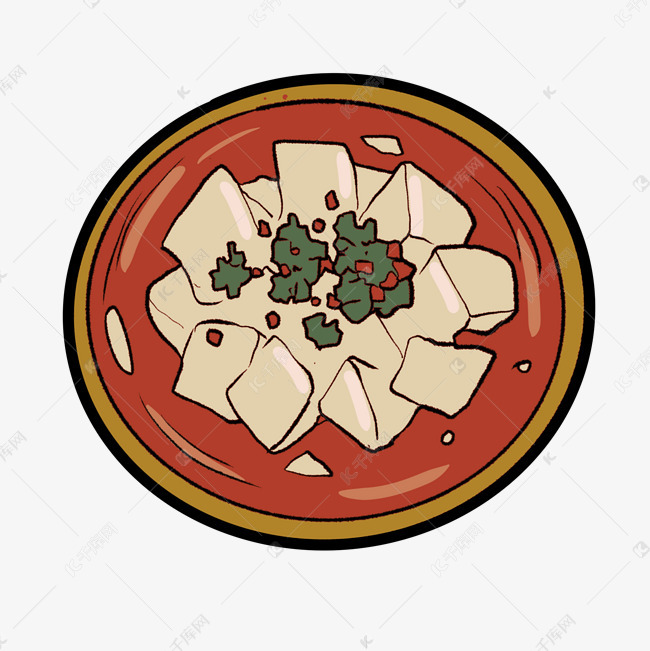 白色麻婆豆腐插画