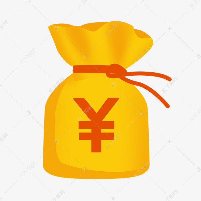 黄色钱袋png素材