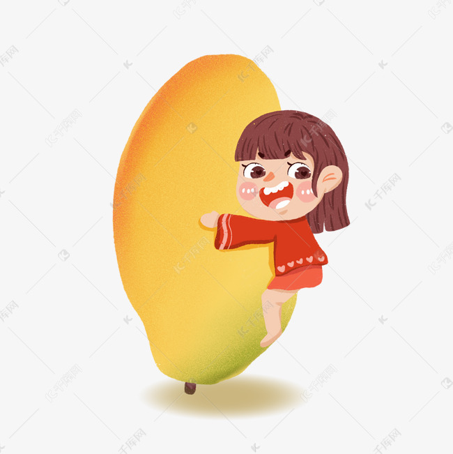 抱着硕大芒果的女生