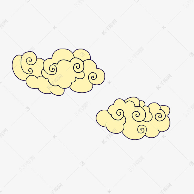 灰色手绘圆弧云雾元素