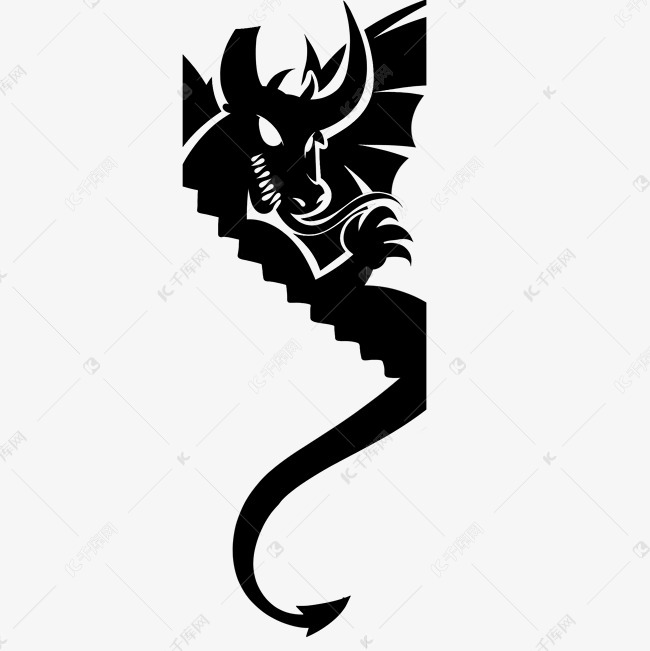 黑色创意恐怖的龙元素