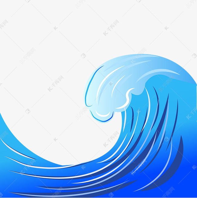 蓝色卡通波浪纹矢量图