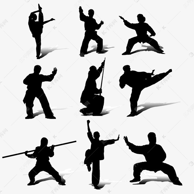 武术人物剪影素材