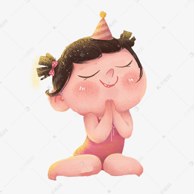 卡通许愿的小孩