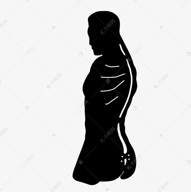 柱内的男性人体剪影在侧视图图标