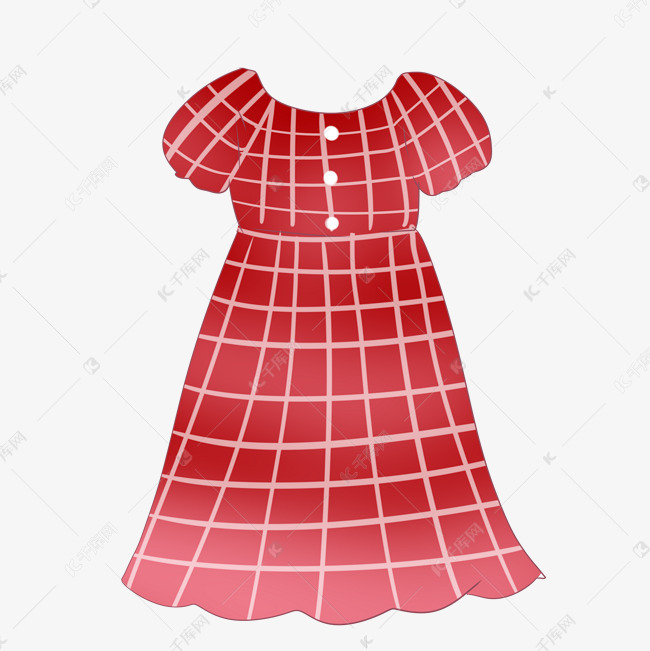 红色格子连衣裙插画
