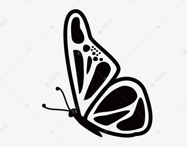 黑色蝴蝶卡通插画
