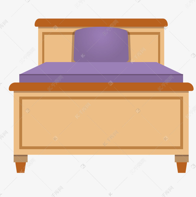 卡通单人床家具插图
