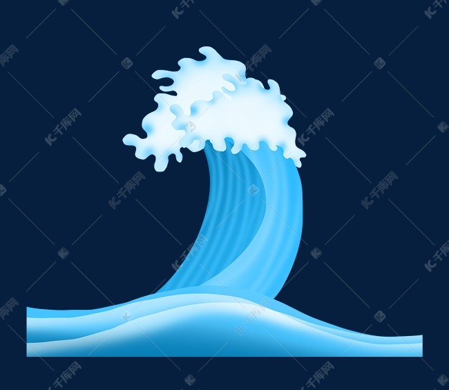 卡通海浪创意插图