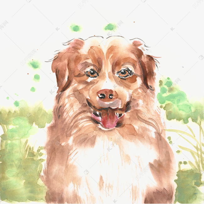 春天里的小狗水墨画png免抠素材图片免费下载 高清卡通手绘psd 千库网 图片编号