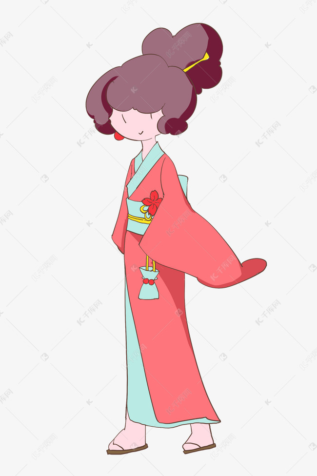 穿红色和服女孩素材图片免费下载-千库网
