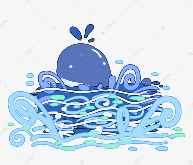 蓝色海浪浪花形状免抠