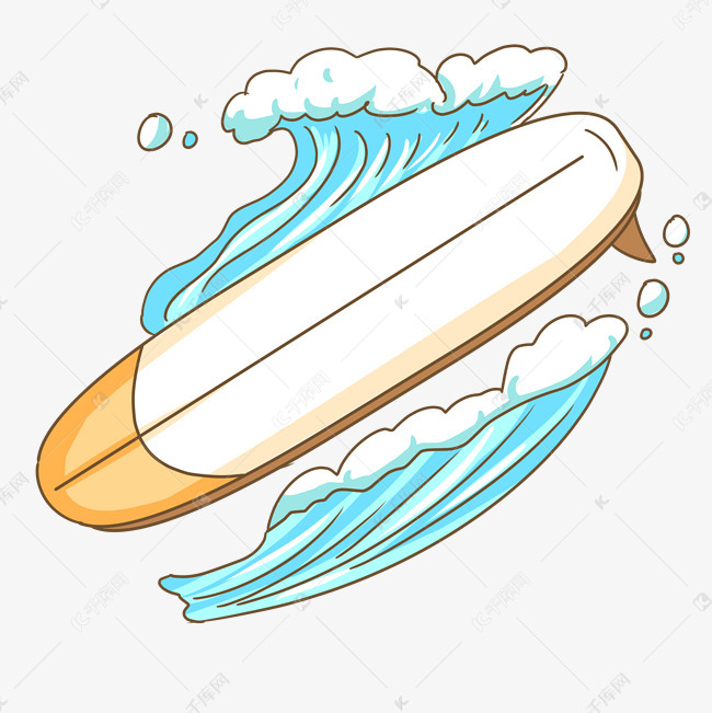 卡通海滩冲浪板插图