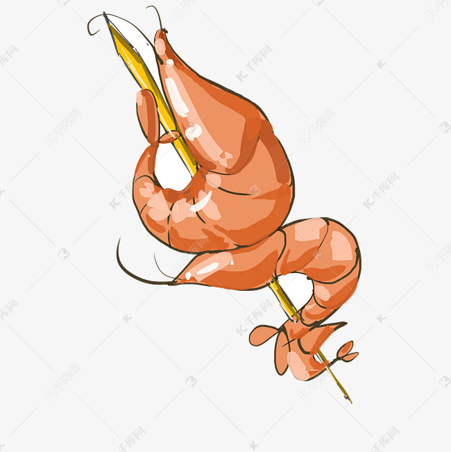 烤虾海鲜美食插画