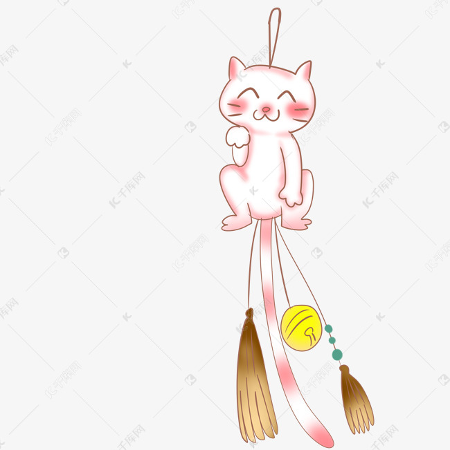 可爱猫咪风铃插画