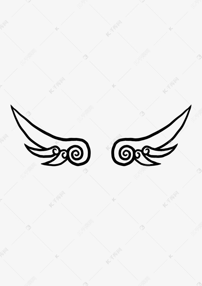黑色线条机甲状天使翅膀
