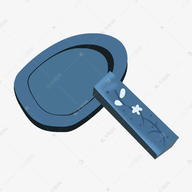 蓝色兰花砚台插画