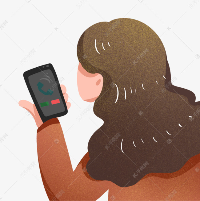 手绘卡通打电话的女孩免扣元素素材图片免费下载-千库网